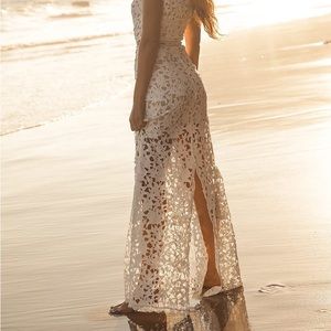 Lace Crochet Maxi Skirt - White
